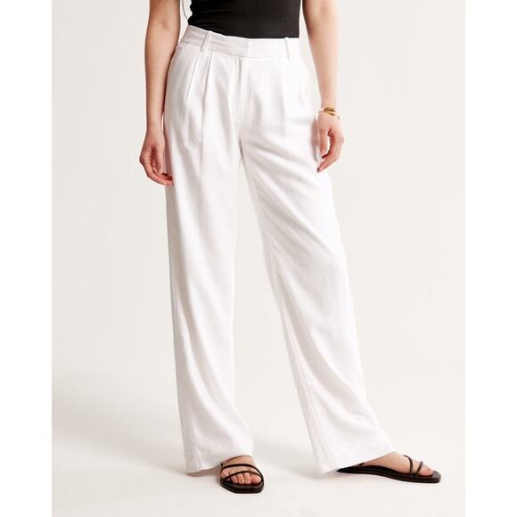 Abercrombie & Fitch White Sloane Low Rise Tailored Linen-Blend Pants Size 25 - Picture 1 of 6